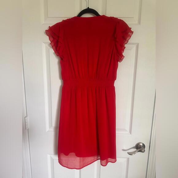 H&M Vibrant Red Midi Dress with Ruffles - Picture 4 of 4